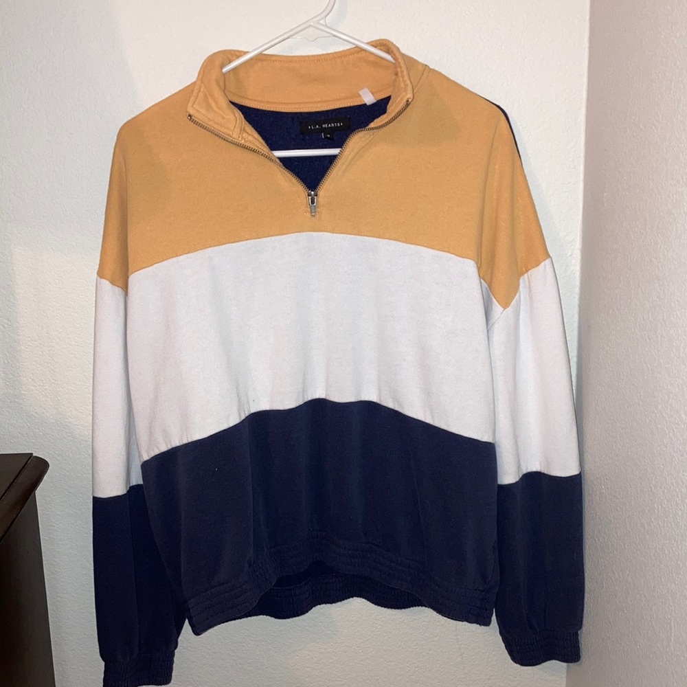 pacsun retro colorblock quarter zip pullover